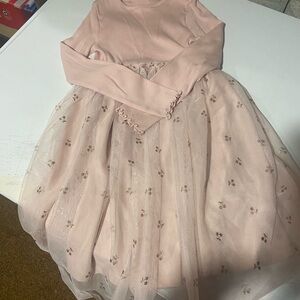 H&M Pink Kids size 6 Dress with rose gold cherries